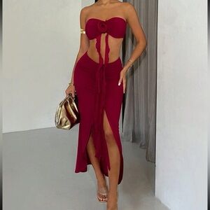 Burgundy Rose skirt set
